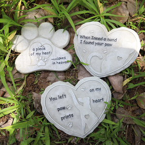 사용자 정의 수지 애완 동물 개 고양이 기념 돌 정원 무덤 Markertombstone 애완 동물 기념 디딤돌 하트 모양 정원 장식 - Product Image 1