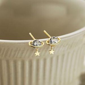 Dylam Tiny Minimalist Design 925 Sterling <b>Silver</b> Rhodium 18K Gold Plated Planet Star Dangle <b>Stud</b> <b>Earrings</b> for Girls Women - Product Image 5