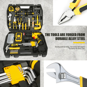 Bộ dụng cụ điện không dây đa chức năng 75 món 1:1 gồm máy mài góc, búa, cờ lê, máy khoan, cưa tròn, hộp đựng cứng dành cho điện - Product Image 5