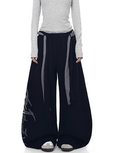 <span class=keywords><strong>Pantaloni</strong></span> da uomo e <span class=keywords><strong>donna</strong></span> JL in stile americano casual con design a cinturino in corda, ricamo a machete, <span class=keywords><strong>felpati</strong></span>, invernali, a gamba larga, per danza - Product Image 3