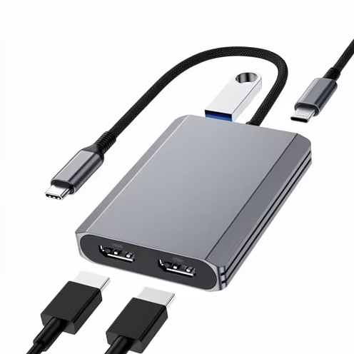 USB-C to Dual Monitor HDTV Adapter 100W PD USB 3.1 4 Ports Data Transfer Hub Splitter for Laptop PC