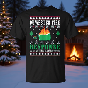 Camiseta navideña con estampado digital de cuello redondo y manga corta para adultos unisex, diseño del líder del equipo de respuesta a incendios en contenedores de basura - Product Image 3