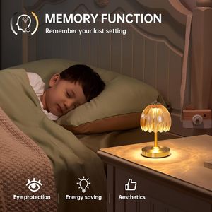 Lampe de table LED sans fil rechargeable USB Type-C Senya-Pro Gold Crystal Simple Touch Dimmable, veilleuse pour chambre à coucher et chevet - Product Image 5