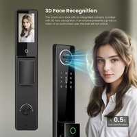Serrure de porte intelligente Tuya WiFi 3D avec reconnaissance faciale et empreintes digitales, interphone intégré pour porte en verre, en alliage d'aluminium CNC, modèle PST-D1 Pro Max, qualité usine.