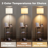 Lampadaire de table en forme de lampe en tissu avec port USB et type-c et charge ca