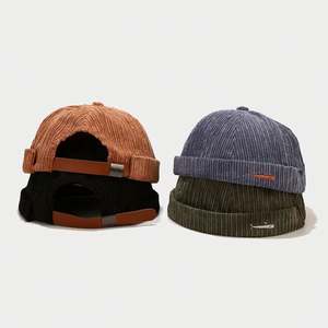 Casquette Docker rétro en velours côtelé pour hommes et femmes, style littéraire, tendance streetwear hip-hop, en coton, avec logo brodé personnalisé - Product Image 2