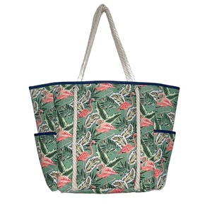 Fournisseur Nouveau style Sac à bandoulière tendance personnalisé Impression de flamants roses Shopping <span class=keywords><strong>Tole</strong></span> Sacs de plage Coton - Product Image 2