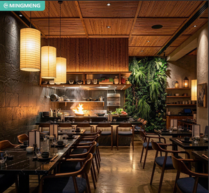 Ensemble de meubles de restaurant, structure en bois, table en marbre, chaise de salle à manger, usage commercial, design durable - Product Image 1