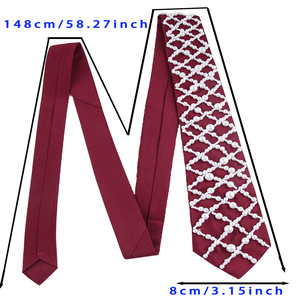 Corbata de Perlas Roja con Patrón Geométrico, Corbata Formal de Negocios para Mujer, Estilo Preppy, Corbata de Seda - Product Image 4