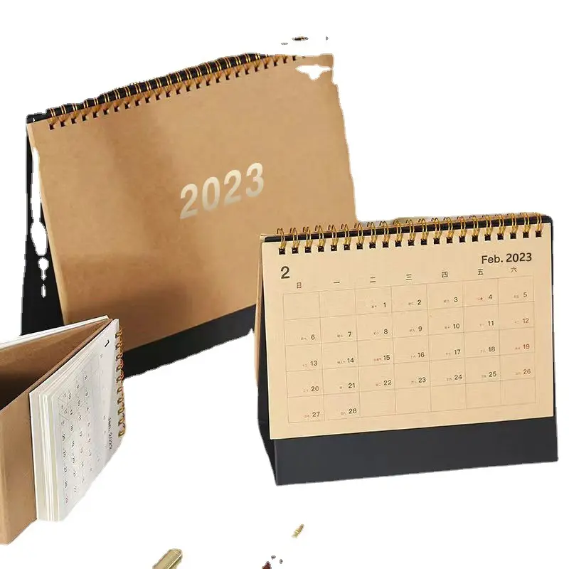 AI-MICH Kustom Cetak Hadiah Kalender Cetak Kustom Desktop 365 Hari Sobek 2023 Kalender Meja dengan Sandaran Plastik Ramping