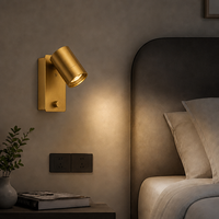 Lampu Dinding LED Emas Modern 5W, Dapat Diputar, Kepala Dapat Disesuaikan, Dapat Diredupkan, CRI Tinggi 95, Lampu Baca Kamar Mandi