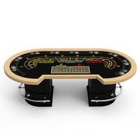 Table de baccarat de casino YH luxueuse en bois massif avec pieds semi-circulaires et pédale en acier inoxydable