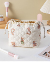 Pochette de rangement portable personnalisée pour voyage, trousse de maquillage mignonne, sac à cosmétiques en polyester matelassé avec cordon de serrage