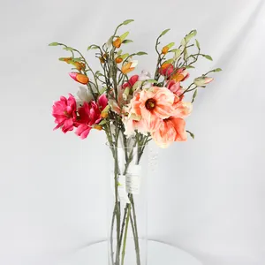 Ipek yapay mezarlık çiçekler gerçekçi canlı güller pembe gül buket