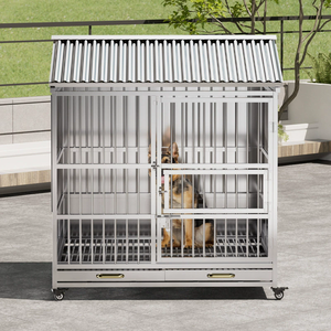 Vente en gros <span class=keywords><strong>de</strong></span> cages à chiens <span class=keywords><strong>de</strong></span> luxe très vendues, en acier inoxydable, durables, tubes carrés robustes, pliables, chenils pour chiens, cages à chiens robustes - Product Image 5