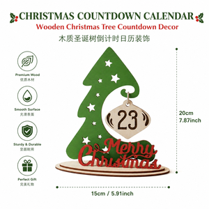Christmas Tree Countdown <b>Calendar</b> Wooden Advent <b>Calendar</b> Tabletop Holiday Decoration Reusable Festive Home Decor - Product Image 4