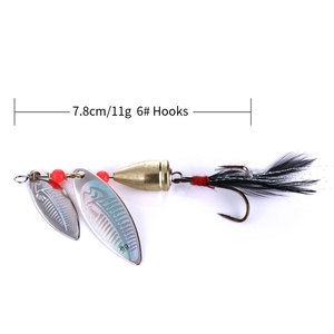 Leurre métallique rigide de type cuillère avec paillettes rotatives, appât artificiel idéal pour la pêche au bar, au <span class=keywords><strong>black</strong></span>-<span class=keywords><strong>bass</strong></span>, spinnerbait, 7.8cm/11g, offre spéciale - Product Image 6