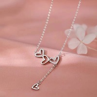 Material de aleación moda corazón forma clavícula cadena ajustable minimalista versátil venta al por mayor reducido colgante collares para mujeres