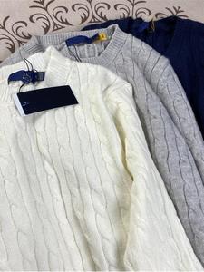 Balayage Code RL Raff <span class=keywords><strong>Real</strong></span> Shot pour logo chaud torsion Couple <span class=keywords><strong>pull</strong></span> femmes brodé col rond hommes automne tricoté 100% coton - Product Image 2