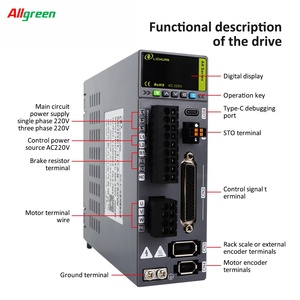 Controladores de Motor Servo AC STO ABZ 220V 1.6/2.5/3.3A 3000RPM IP65 200/400/600W 0.637/1.27/1.91N.m, Kit de Controladores de Motor Servo AC - Product Image 6