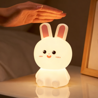Lampe de nuit en silicone en forme de lapin mignon, LED rechargeable, commande tactile, intensité réglable, lampe en forme de lapin, décoration de chambre d'enfant, décoration de crèche