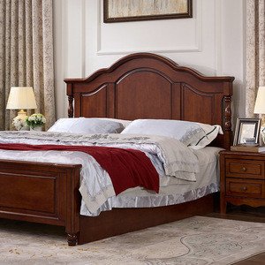 Muebles de Madera para Dormitorio de Lujo Estilo Americano, Cama King Size de Madera de Caoba Sólida de 1.8 Metros, Modelo BB-SB8819 #   Rustic Vi - Product Image 2