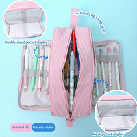 Étui à crayons personnalisé grande capacité en velours côtelé, nouvelle trousse à crayons unisexe, boîte à papeterie de couleur unie, sac de papeterie pour l'apprentissage