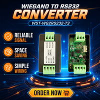 Convertisseur de transmission bidirectionnel Wiegand 26/34/66/48/37 bits vers terminal RS232 (RXD, TXD) pour portes tournantes