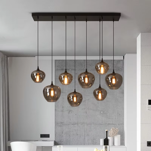 一起现代厨房岛烟灰色玻璃球吊灯餐厅装饰北欧现代玻璃吊灯 - Product Image 4