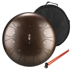 Hluru Wholesale 10 Inch 11 Notes Hanghang Musical Instrument Tongue Drum Handpan Drum Steel Tongue Drum For Beginner