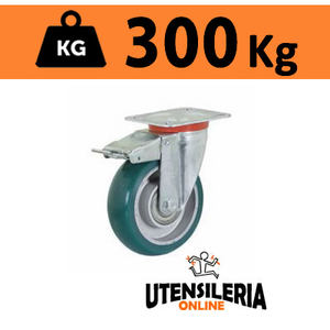 Roue TR-ROLL avec support rotatif NL et frein, capacité de charge 300 kg 62ER - Product Image 1