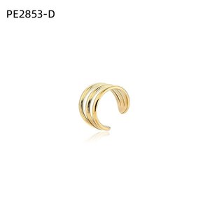 ต่างหูแบบหนีบไร้รูเจาะ รุ่น PE2853 ลายเส้นเรียบสามชั้น สำหรับผู้หญิง สไตล์มินิมอล ทันสมัย เหมาะเป็นของขวัญ - Product Image 2