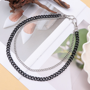 yueli Waist <b>Chain</b> Double Tone <b>Black</b> And White Zinc Alloy Hip Hop Style Daily Wear Fashion Body <b>Chain</b> - Product Image 3