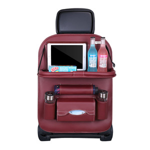Luxe PU lederen auto achterbank opbergorganizer tas met draagbare opklapbare eettafel, duurzaam voor reizen en gebruik in de autostoel - Product Image 6