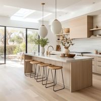 Armoires de cuisine modernes modulaires européennes plates ordinaires minimalistes avec tiroirs à fermeture douce, évier, robinet, MDF