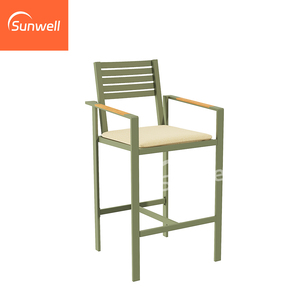 Set di Mobili da Bar <span class=keywords><strong>per</strong></span> Esterni Moderni, Tavolo con Struttura in Alluminio e <span class=keywords><strong>Legno</strong></span>, Sgabelli Alti da <span class=keywords><strong>Giardino</strong></span> <span class=keywords><strong>per</strong></span> Bar e Ristoranti - Product Image 4
