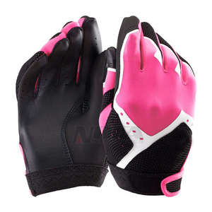 Guantes de bateo de béisbol para hombre con logotipo personalizable de panel blanco y negro hecho de cuero de alta calidad en oferta - Product Image 4