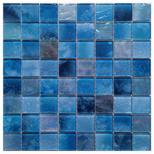 Azulejo de mosaico de vidrio iridiscente azul craquelado, azulejos traseros de malla de cristal de 36x36mm para salpicaduras de cocina, pared de baño, decoración de piscina - Product Image 5