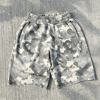 Pantalones Cortos de Felpa Francesa Vintage de Alta Calidad, Diseño Personalizado con Estampado de Camuflaje