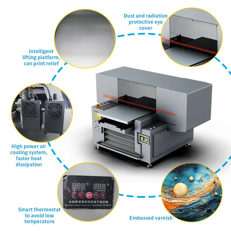 Mesin cetak casing ponsel bagasi datar Mesin Industri tetesan tinggi format besar XP600 kepala ganda printer dtf UV otomatis
