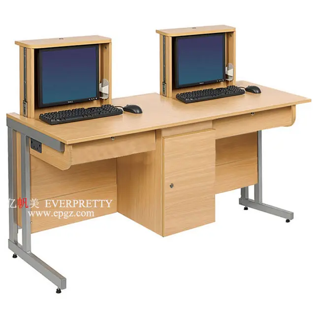 Sıcak satış okul mobilyaları ucuz okul ahşap bilgisayar ofis konferans odası masası ile 2 koltuk dolabı
