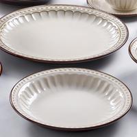 Service de vaisselle en céramique écologique style vintage français, avec glaçure craquelée et motifs en relief, assiettes et bols, pour mariages et restaurants, résistant à la chaleur