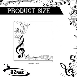 Bloc de notas autoadhesivo barato, 8 unidades/paquete, artículos de papelería, venta al por mayor, 32 páginas, notas adhesivas en forma de nota musical de moda Simple - Product Image 2