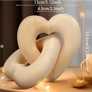 Sculpture Cœur Infini en Bois, Ornement Personnalisé avec Gravure de Nom, Cadeau de Saint-Valentin, Style Moderne et Simple, Bois de Pin Massif - Product Image 2