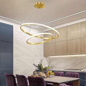 现代简约 LED 餐厅吊灯 长型可调节高度 创意餐厅酒吧环形暖白色家居客厅灯 - Product Image 4