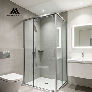 Mars Villa SGCC OEM: Cómo instalar puertas batientes de vidrio sin marco, puertas pivotantes modernas para baño, puerta de ducha pivotante. - Product Image 5