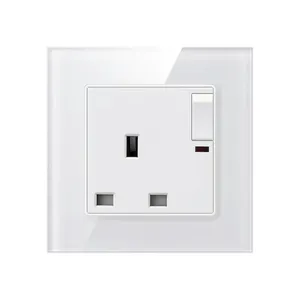 Decorative 13A 1 Gang Universal Electrical Switch And Socket With Neon For UK