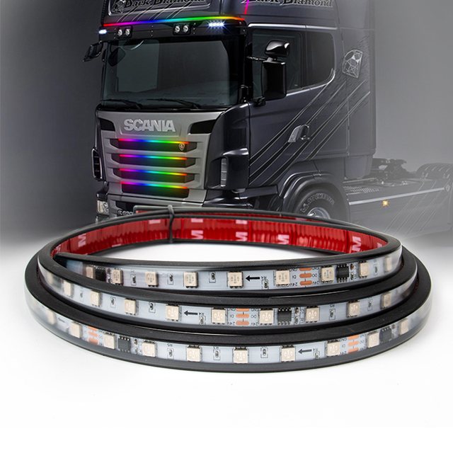 RCJ 24V RGB LED Strip Light for Cars and SUVs New Condition Truck Side Neon Lights for Decorative Strobe Warning Accessories
