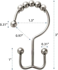 2023 Wholesale Rust-proof Waterproof High Quality Decorative Brushed Nickel Double-sided Shower <b>Curtain</b> Hooks - Product Image 2