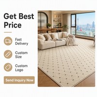 Tapis design grille minimaliste le plus vendu, tapis moderne beige et noir à pois, grand tapis à poils courts pour salon et chambre